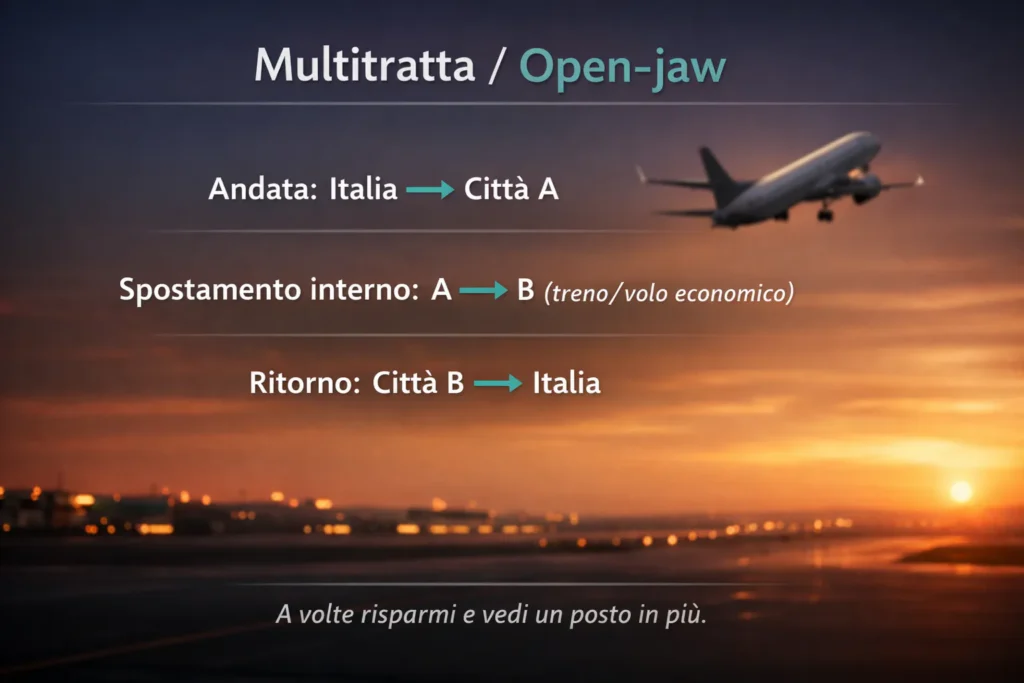 Risparmiare sui voli con itinerario multitratta: andata e ritorno da aeroporti diversi